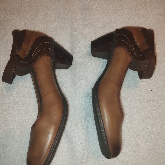 WOMEN'S SIZE 12 "EARTH DAY TRIPPER"" BROWN CUSHIONED LEATHER HEEL ANKLE STRAP - Picture 2 of 4